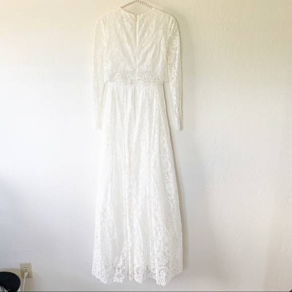 ASOS BRIDAL EDITION Grace Lace Long Sleeve Crop Top Maxi Wedding Dress - Picture 7 of 16